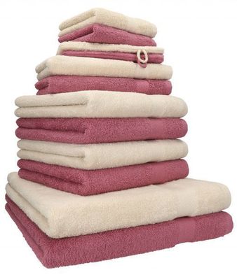 grau 12er Handtuch Set Handtücher Duschtücher PREMIUM 100/% Baumwolle rubinrot