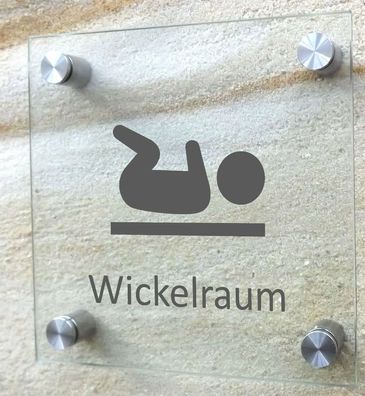WC Schild "Wickelraum" Toilettenschild WC BABY Glasschild 15 x 15 cm