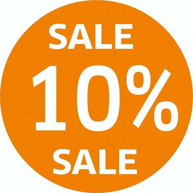 10%SALE Aufkleber Schaufenster Rabatt Ausverkauf Schlussverkauf SSV WSV % orange