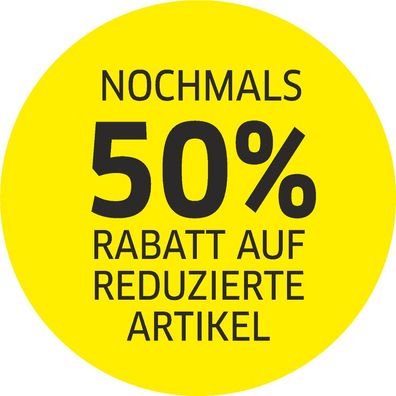 Rabatt Aufkleber Schaufenster Ausverkauf Schlußverkauf Räumungsverkauf Sale % gelb