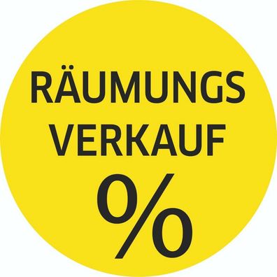 Räumungsverkauf SALE Schaufenster Rabatt Ausverkauf Schlussverkauf % Aufkleber gelb