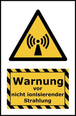 Kombi-Warnschild nicht ionisierende Strahlung mit Klebepads Europäische Norm