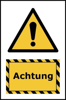 Kombi-Warnschild Kennzeichnung Achtung I Euro-Norm I PVC mit Klebepads I 20 x 30 cm