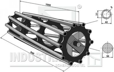 312-100-480 Rohrpackerwalze 1000 (Walzendurchmesser Ø480 mm)