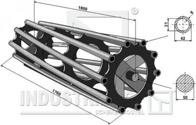 312-180-480 Rohrpackerwalze 1800 (Walzendurchmesser Ø480 mm)