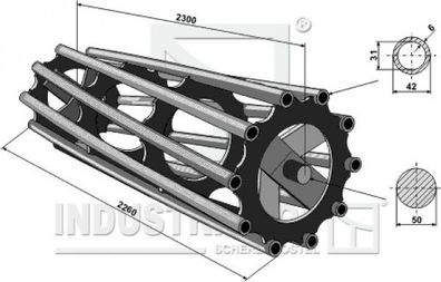 312-230-480 Rohrpackerwalze 2300 (Walzendurchmesser Ø480 mm)