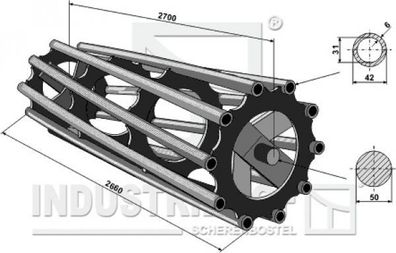 312-270-480 Rohrpackerwalze 2700 (Walzendurchmesser Ø480 mm)