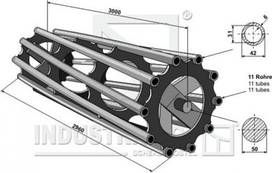 312-300-590 Rohrpackerwalze 3000 (Walzendurchmesser Ø595 mm)