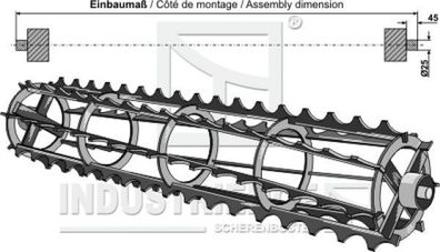 312-310-1070 Krümlerwalzen mit Wellen Ø25 mm Einbaumaß 1070 mm