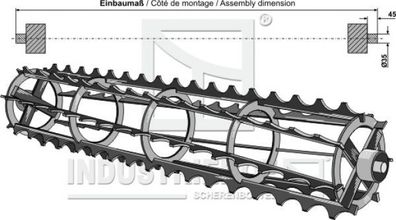 312-400-1400 Krümlerwalzen mit Wellen Ø35 mm Einbaumaß 1400 mm