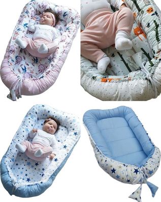Reisebett f/ür Baby und S/äuglinge Kuschelnest Kissen 100/% Baumwolle gesteppt Farbe: Grau und Rosa JUKKI/® Babynest Babynestchen 50x90 cm Babykokon Nestchen f/ür Babybett