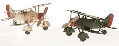 Blech-Flugzeug, 2-fach sort. creme/ grün, 15,5 x 16 x 6,5 cm