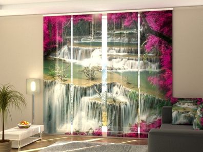 Fotogardine Wasserfall Schiebevorhang Schiebegardine mit Fotodruck Gardine auf Maß