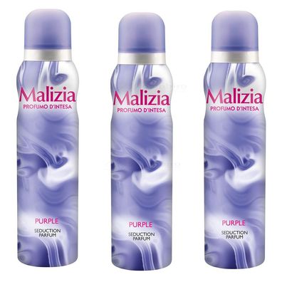 Malizia DONNA Body Spray deodorant deo PURPLE 3x 150ml