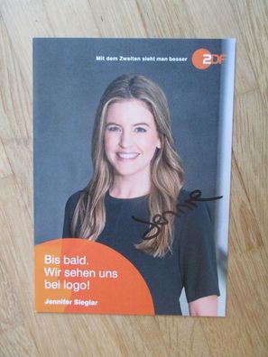 ZDF Logo Fernsehmoderatorin Jennifer Sieglar - handsigniertes Autogramm!!!!