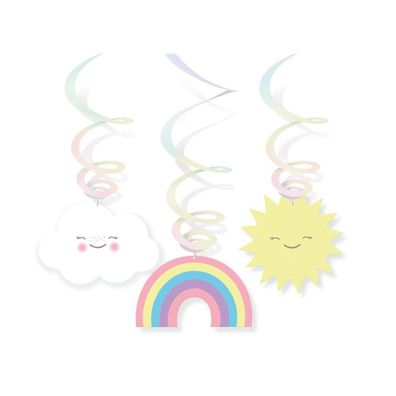 6 Spiralen Swirl Rainbow & Cloud Kinder Baby Hängedeko Sonne Wolke Regenbogen