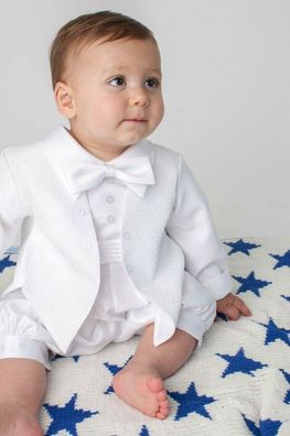 Taufanzug Hochzeit Festanzug Babyanzug Jungen Anzug Strampler Festlich weiß 