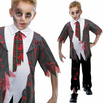 Halloween Zombie Schuljungen Schoolboy Kinder Kostüm ,110-152