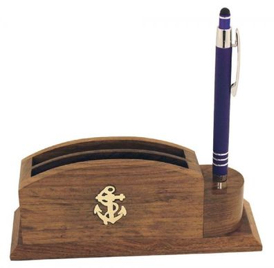 Marine Organizer, Schreibtisch Penhalter und Zettel Box aus Holz und Messing