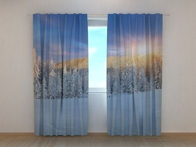 Fotogardine Wintersonne Vorhang bedruckt Fotovorhang mit Motiv Digitaldruck nach Maß