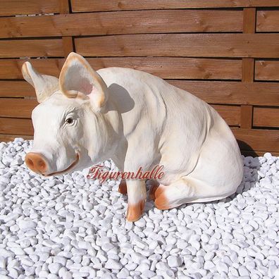 Schwein Schweinchen Figur Statue Skulptur sitzend Themendekoration Deko Bauernhof