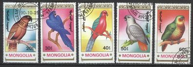 Mongolei Mi 2182 - 2186 gest Papageien mot1274