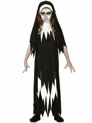 Scary Horror Nun, Nonne , Klosterfrau Zombie Kinder Kostüm 110-152 Halloween Non