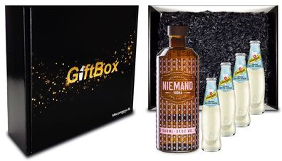 Giftbox Geschenk Box Geschenkset Niemand Vodka Small Batch Handcrafted Wodka 0,