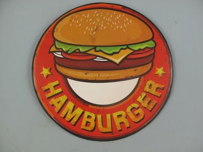 Blechschild, Reklameschild Hamburger, Burger, Kneipen Wandschild 30 cm