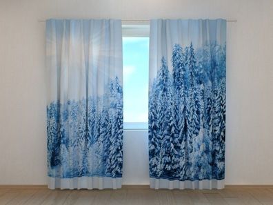 Fotogardine Winterwald Vorhang bedruckt Fotovorhang mit Motiv Digitaldruck nach Maß