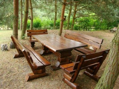 Gartenmöbel Sitzgarnitur Naturholz Sommer Traum für 12 Personen Outdoor