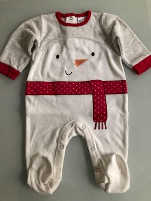 Baby Schlafanzug Bio-Baumwolle Strampler Schneemann Weihnachten Nikolaus Weiß Rot