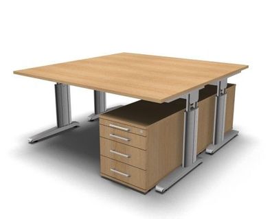 Doppelarbeitsplatz U16 mit Rollcontainer Doppelschreibtisch Schreibtisch Büro