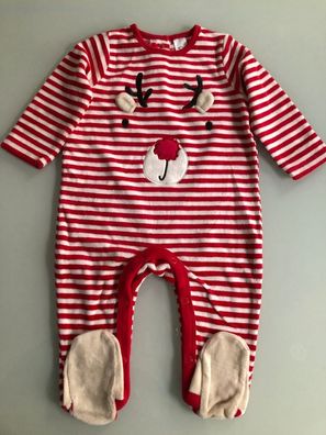 Baby Club Weihnachts Baby-Schlafanzug gestreift neu mit Etikett C&A rot weiß Nikolaus