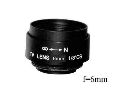 Objektiv C6, Fixfocal, f=6mm, F1.6, fix iris, CS-mount für Überwachungskamera