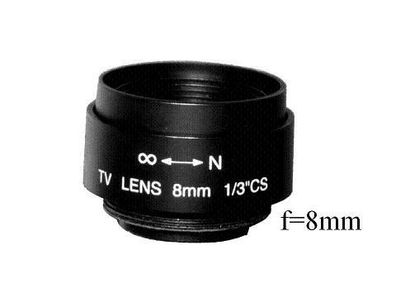 Objektiv C8, Fixfocal, f=8mm, fix iris, CS-mount für Überwachungskameras