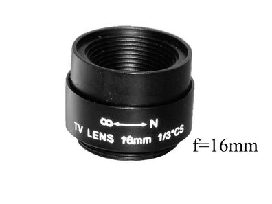 Objektiv C16, Fixfocal, f=16mm, fix iris, CS-mount für Überwachungskameras