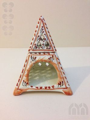 Duftlampe Pyramide handbemalt Keramik, Lampe, Windlicht, orientalisch, Handarbeit