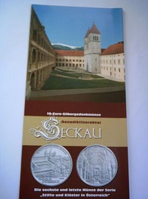 Folder 10 euro Silber 2008 Österreich Benediktinerabtei Abtei Seckau