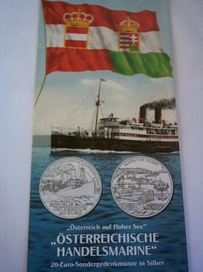 Folder 20 euro 2006 Österreichische Handelsmarine auf Hoher See Silber