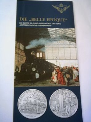 Folder 20 euro 2008 Österreich Die Belle Epoque Silber
