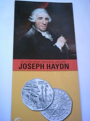 Folder 5 euro 2009 Österreich Joseph Haydn Silber