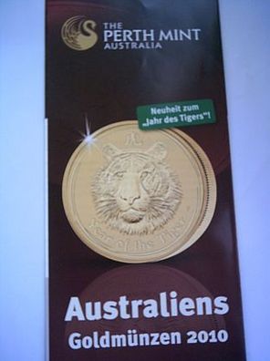 Folder Australiens Goldmünzen 2010 Gold Perth Mint Tiger Lunar