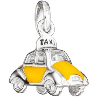 Kinder Anhänger Auto / Taxi 925 Silber mit gelber Lackeinlage