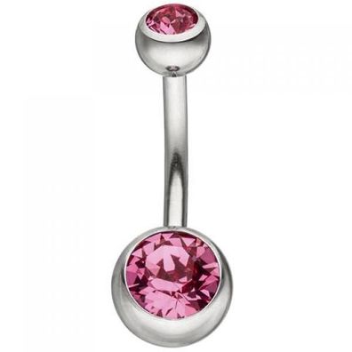 Bauchnabel Piercing aus Edelstahl mit Swarovski® Elements rosa
