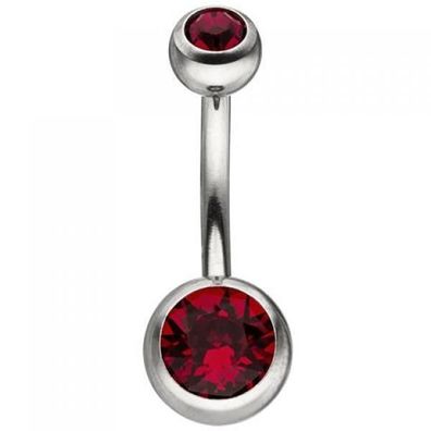 Bauchnabel Piercing aus Edelstahl mit Swarovski® Elements rot