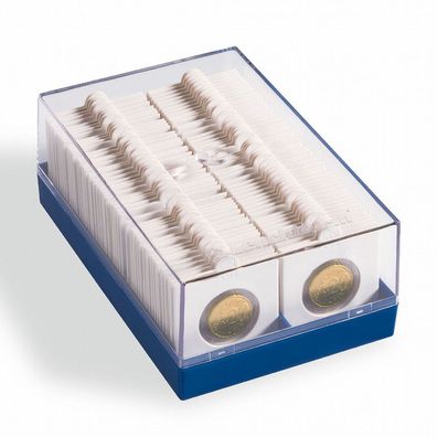 Leuchtturm-Kunststoffbox für 100 Münzrähmchen blau (315511)