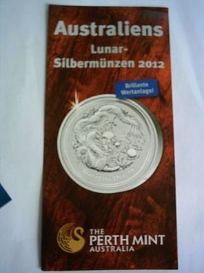 Folder Australiens Silbermünzen 2012 Silber Perth Mint Lunar Drache Koala Kookaburra