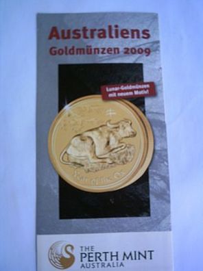 Folder Australiens Goldmünzen 2009 Silber Perth Mint Lunar Ochse Koala Kookaburra