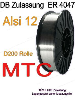 AlSi 12 MTC MT- AlSi12 3.2585 Aluminium Schweißdraht Alu 1,2mm 2kg MIG MAG Draht